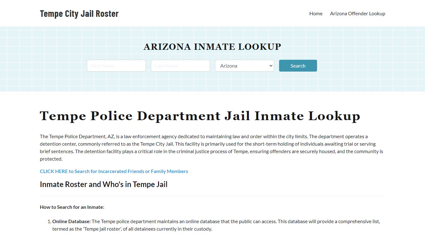 Tempe Police Department & City Jail, AZ Inmate Roster, Arrests, Mugshots